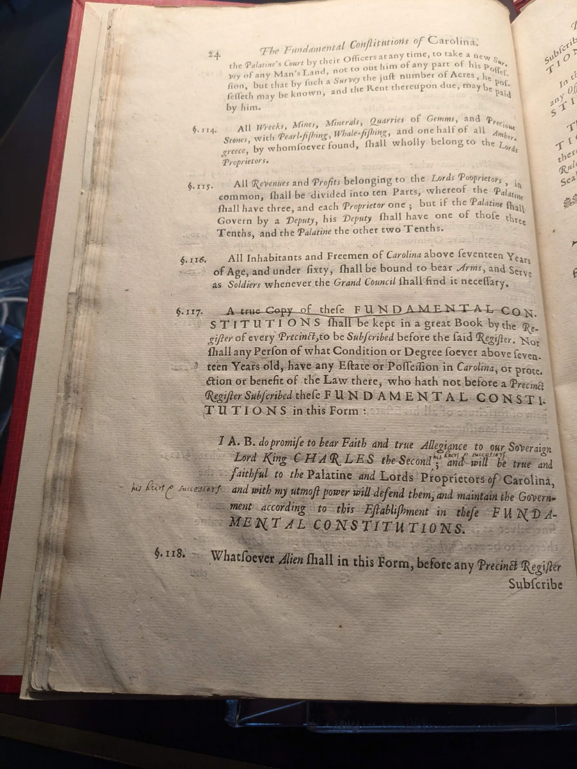 1672 (circa) Fundamental Constitutions printed (LoC)-2_page-0013