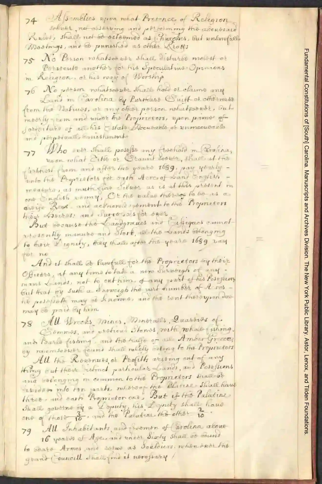 NYPL 1669 coppy of the fundamental constitutions mssfile1790_8743_page-0013