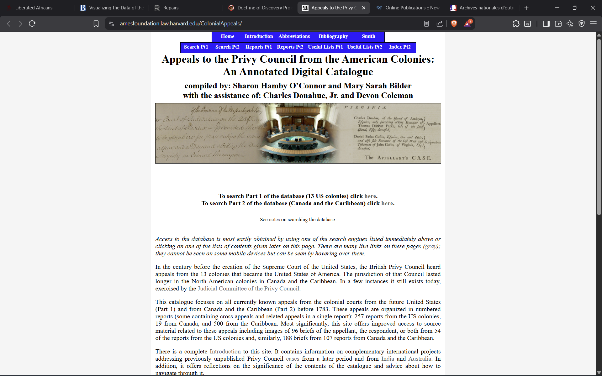 Appeals to the Privy Council from the American Colonies Digital Catalogue